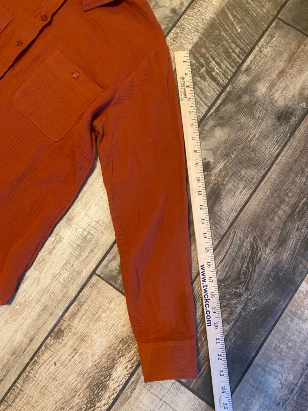 Anthropologie Sanctuary Burnt Orange Button-Front Gauze Shirt 🆕 - Picture 7 of 12